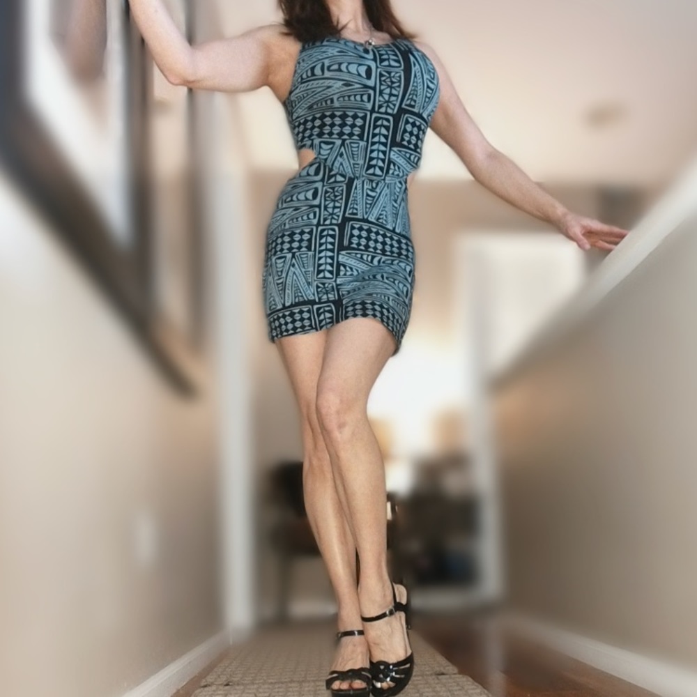 Arnhem Gypsy Blue Stretch Bodycon Dress Size M